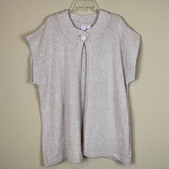 Bobbie Brooks Tan/Cream Knit Sweater Open Front Cardigan Sleeveless Sweater - Picture 1 of 7